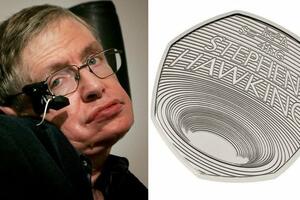 Stiven Hoking na kovanici od 50 penija