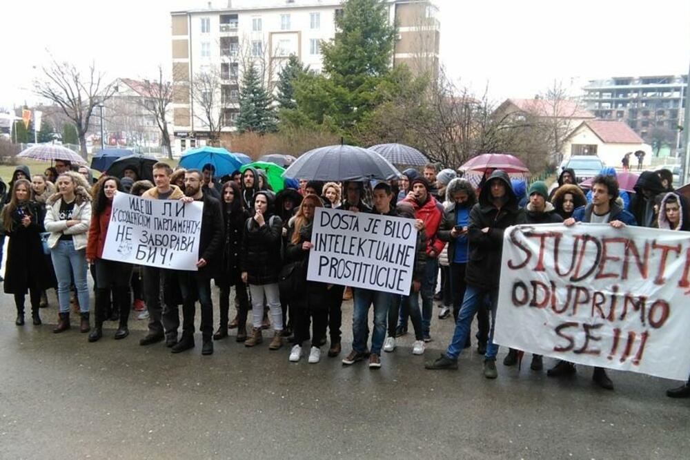 Studenti na protestu u Nikšiću, Foto: Svetlana Mandić