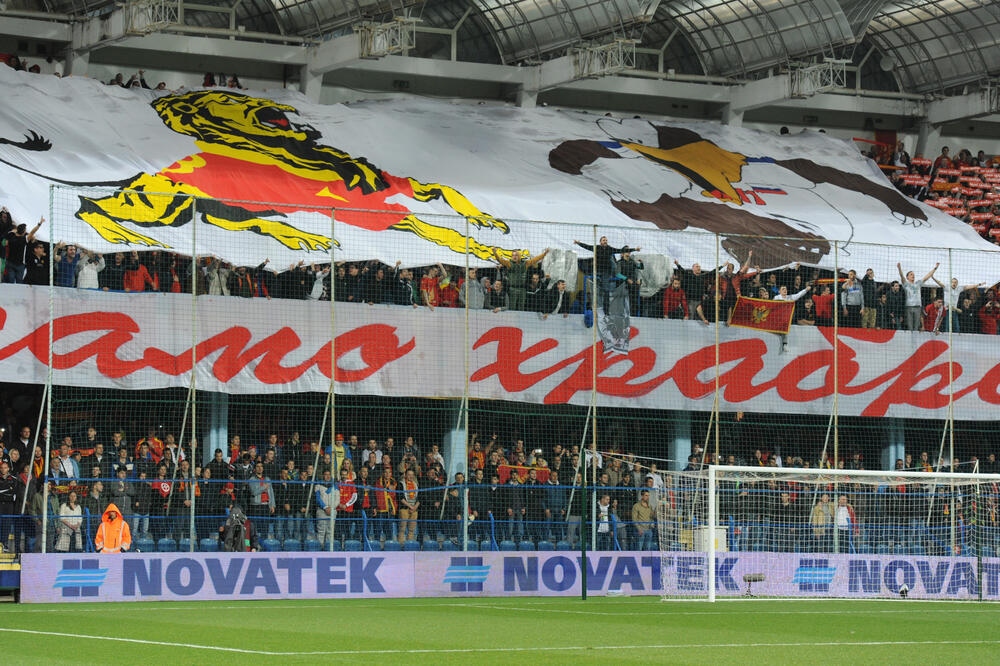 Navijači Crne Gore na meču sa Rusijom 2015., Foto: Savo Prelević