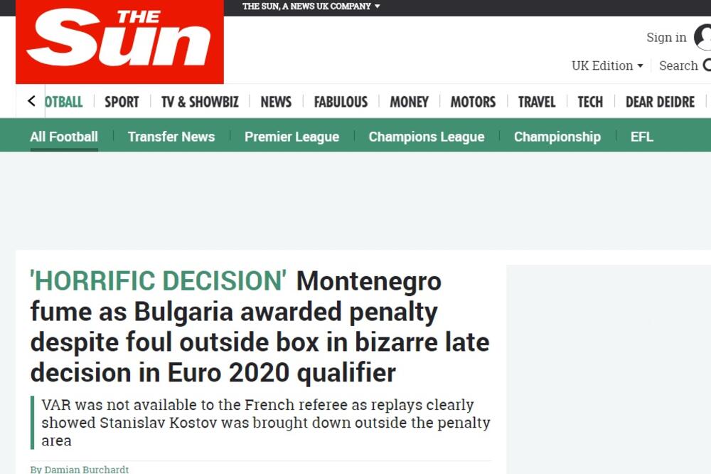 Engleski "The Sun" o meču u Sofiji