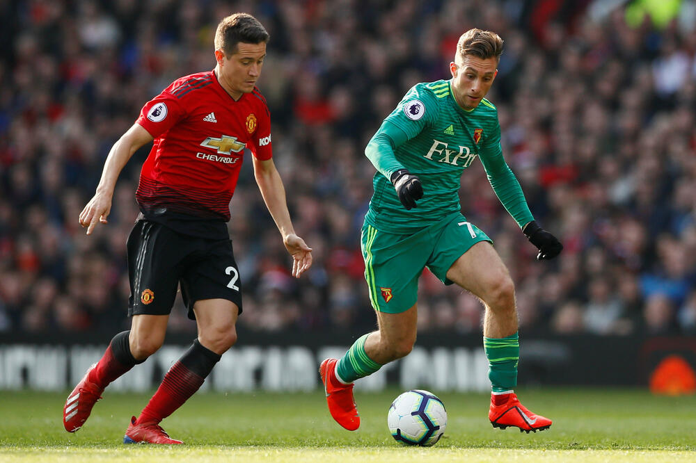 Ander Erera i Đerar Delofeu u duelu u subotnjem meču Premijer lige, Foto: Reuters