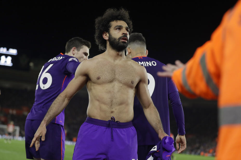 Mohamed Salah slavi gol protiv Sautemptona, Foto: AP