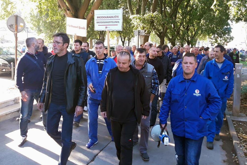 Sa protesta radnika Uljanika u oktobru, Foto: Betaphoto