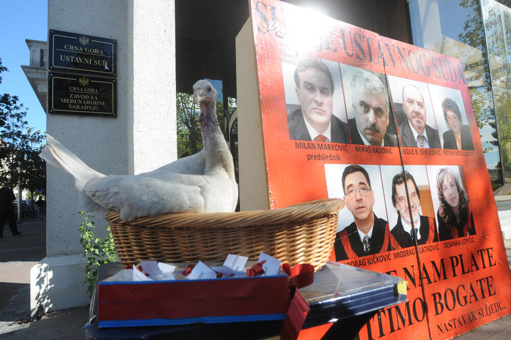 Sudijama se uskraćuje pravo da njihov stav bude javno provjeren: Sa performansa MANS-a ispred US prije nekoliko godina (arhiva), Foto: Savo Prelević