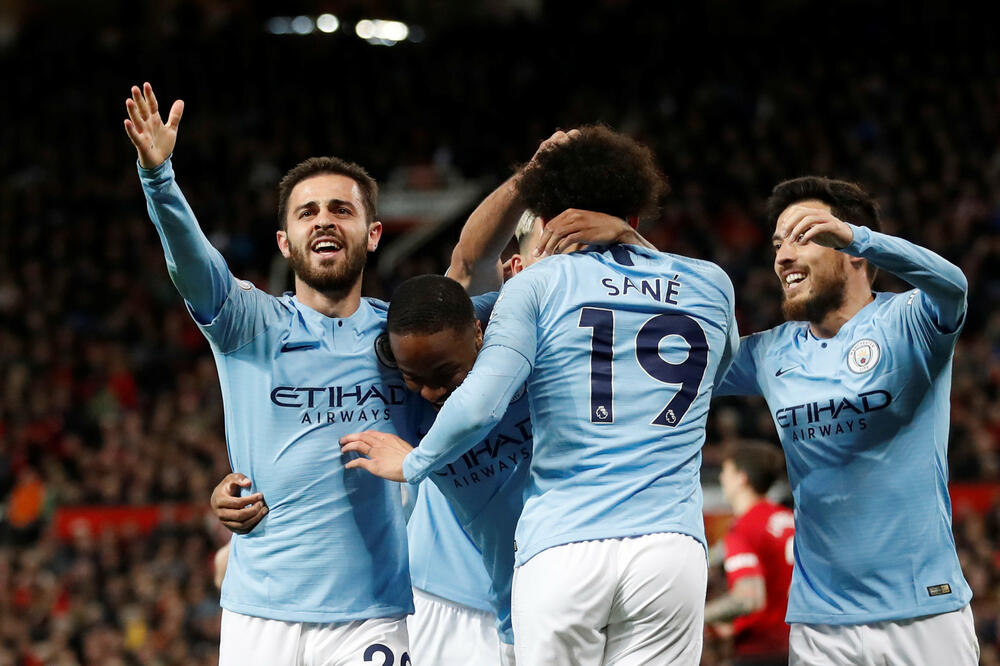 Igrači Sitija slave gol Sanea za 2:0, Foto: Reuters