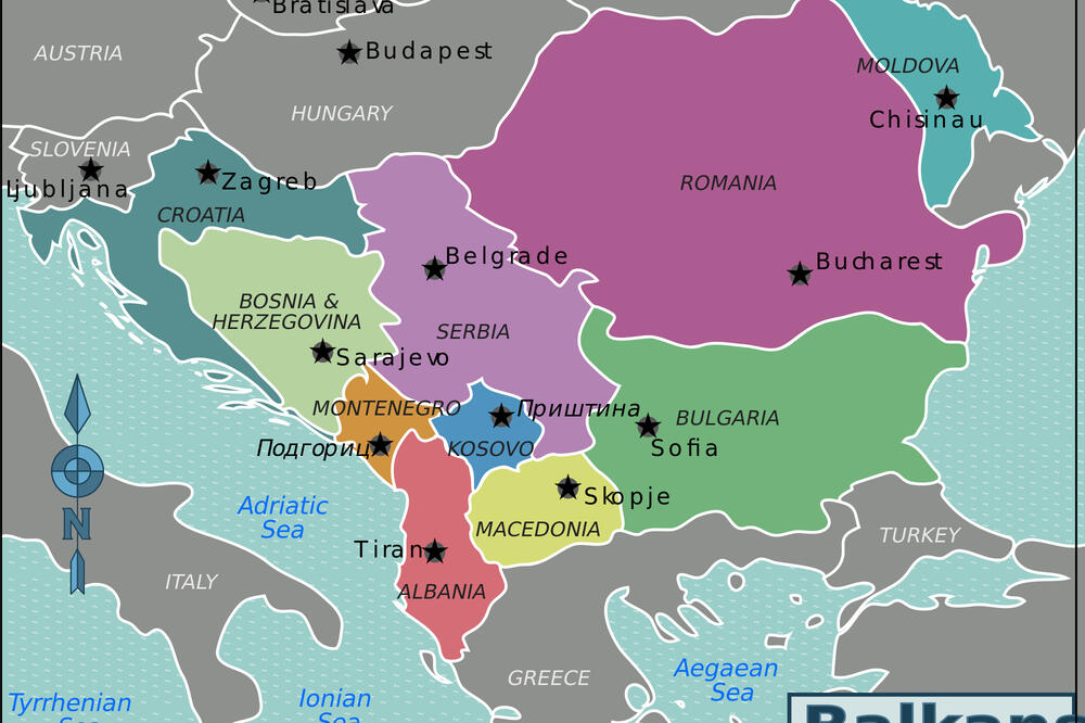 Mapa Balkana: Ilustracija, Foto: Wikimedia Commons