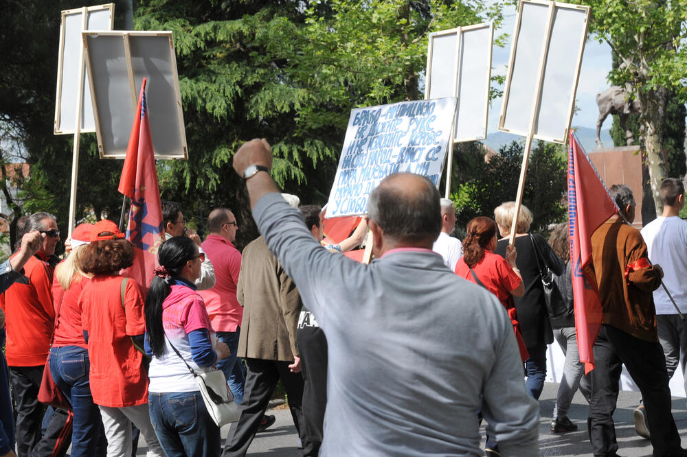 Sa jednog od protesta za Prvi maj, Foto: Savo Prelević