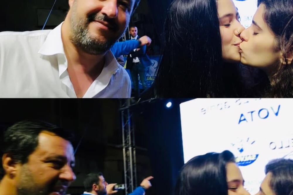 Salvini sa djevojkama koje se ljube, Foto: Gazzetta Del Sud