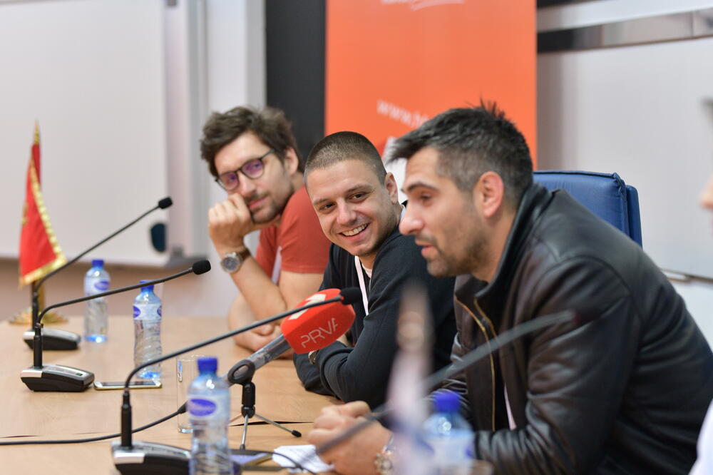 Sa presa "Opuč" festivala: Nenad Danilović, Andrija Dabanović i Vlatko Štampar, Foto: Boško Purić