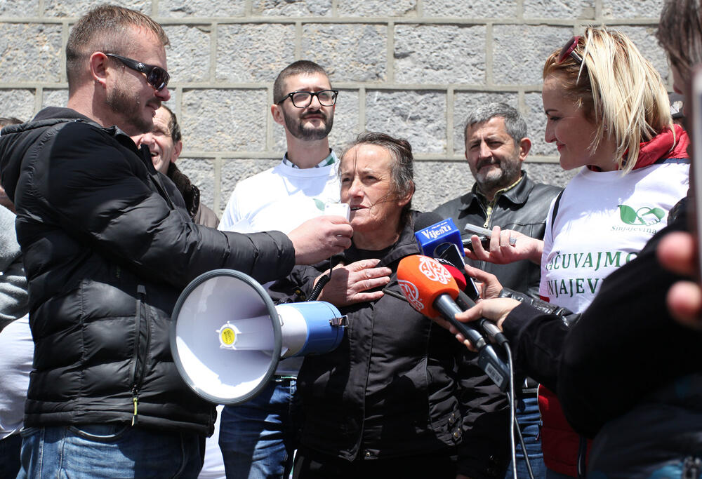 Nekoliko stotina ljubitelja Sinjajevine okupilo se danas ispred crkve Ružice, u znak protesta zbog namjere Ministarstva odbrane da tu planinu koristi kao vojno vježbališni poligon.