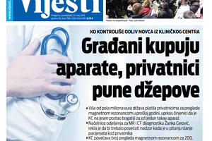 Naslovna strana "Vijesti" za 20. maj