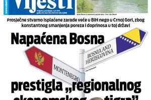 Naslovna strana "Vijesti" za 3. jun