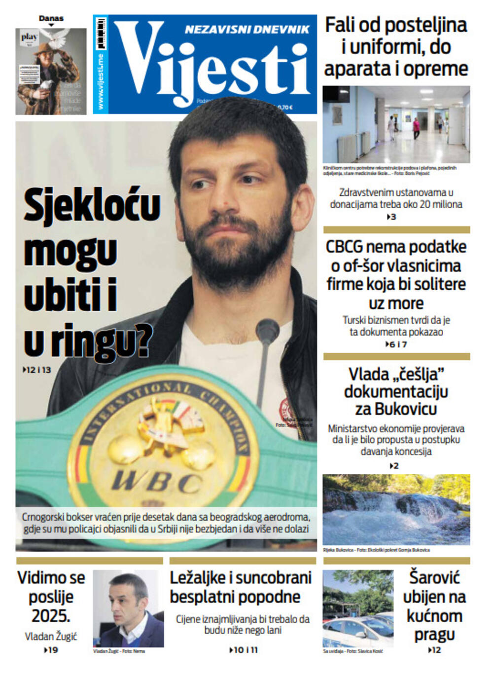 Naslovna strana "Vijesti" za sedmi jun, Foto: Vijesti