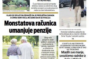 Naslovna strana "Vijesti" za deveti jun