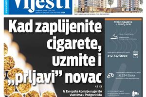Naslovna strana "Vijesti" za 11. jun