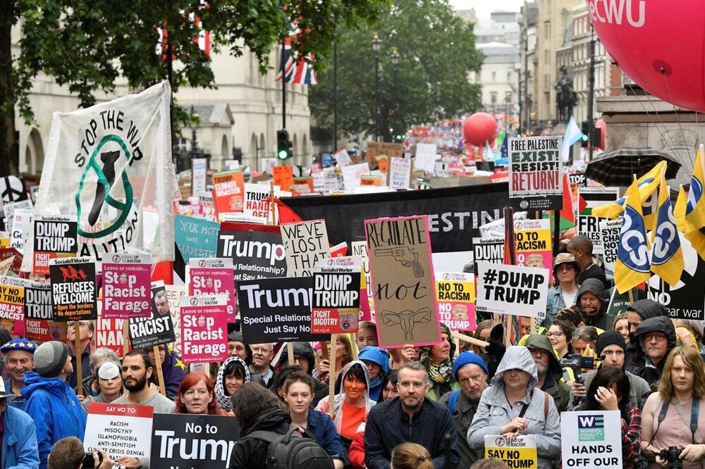Protest u Londonu tokom Trapove posjete, Foto: Reuters, Reuters