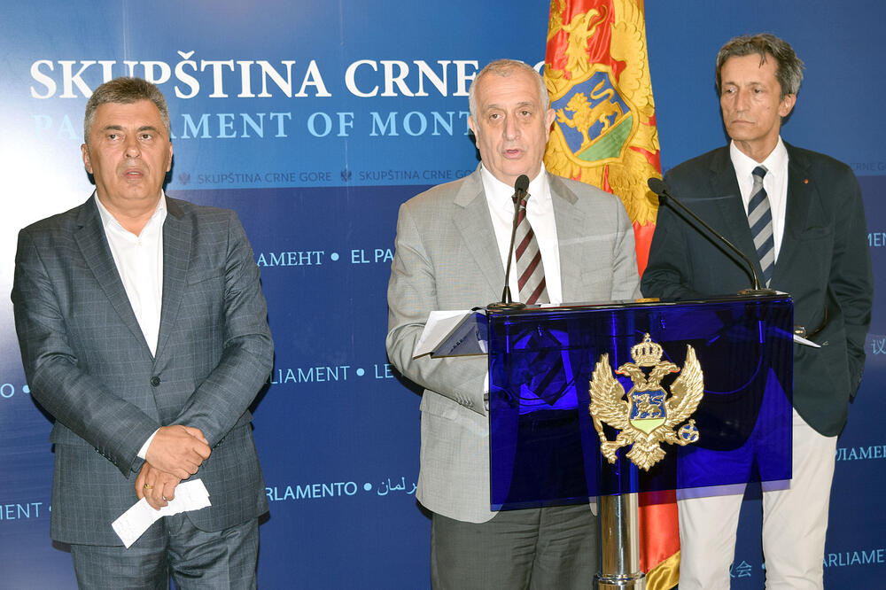 DF pres, Predrag Bulatović, Milutin Đukanović i Koča Pavlović, Foto: Zoran Đurić