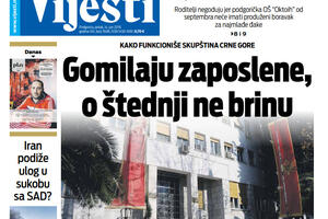 Naslovna strana "Vijesti" za 14. jun