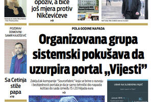 Naslovna strana "Vijesti" za 19. jun