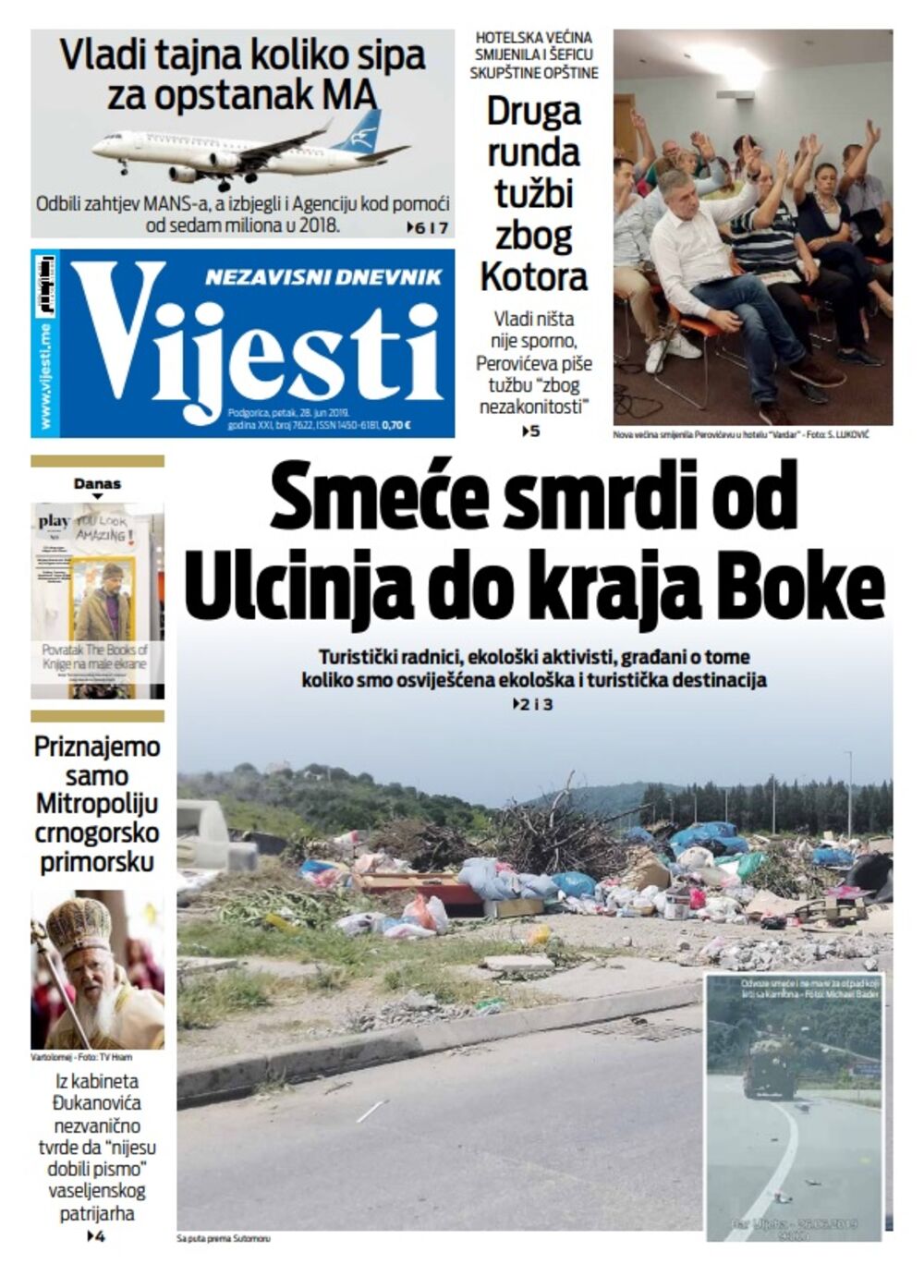 Naslovna strana "Vijesti" 28.6., Foto: Vijesti