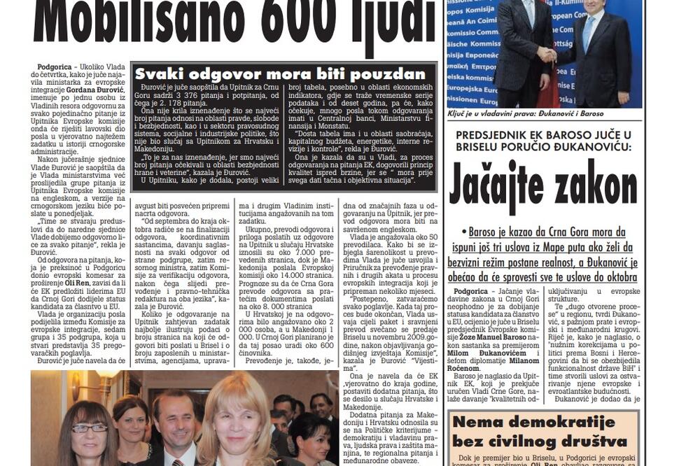Vijesti, 24. jul 2009., Foto: Arhiva Vijesti