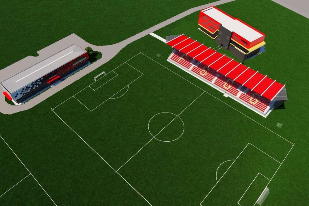 Maketa nove tribine i svlačionica na kampu FSCG, Foto: FSCG