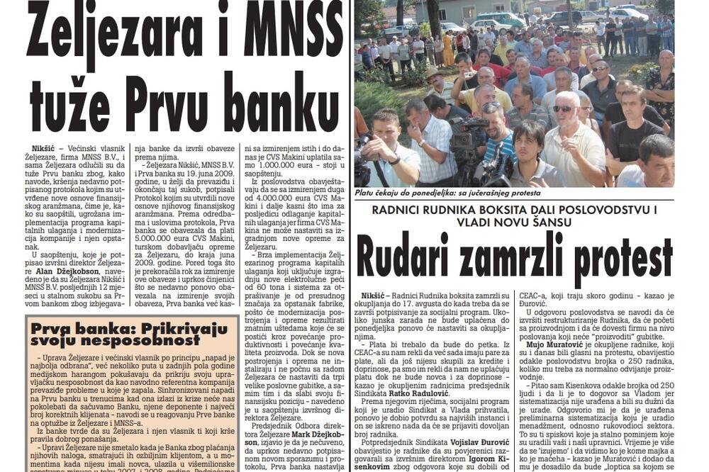 Strana "Vijesti" od 30. jula 2009.