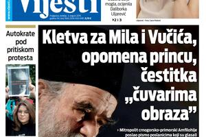 Naslovna strana "Vijesti" za 4. april