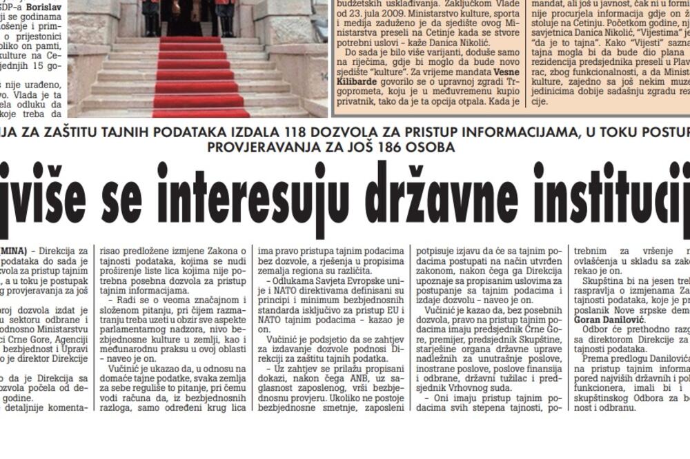 Tekst iz "Vijesti" od 10. avgusta 2009.