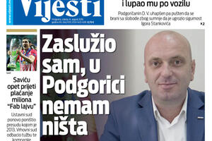 Naslovna strana "Vijesti" za 14. avgust
