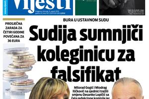 Naslovna strana "Vijesti" za 15. avgust