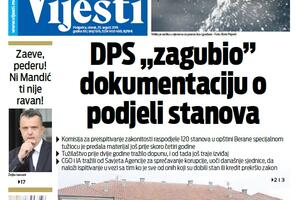 Naslovna strana "Vijesti" za 20. avgust