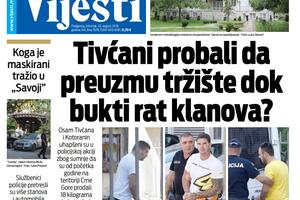 Naslovna strana "Vijesti" za 22. avgust