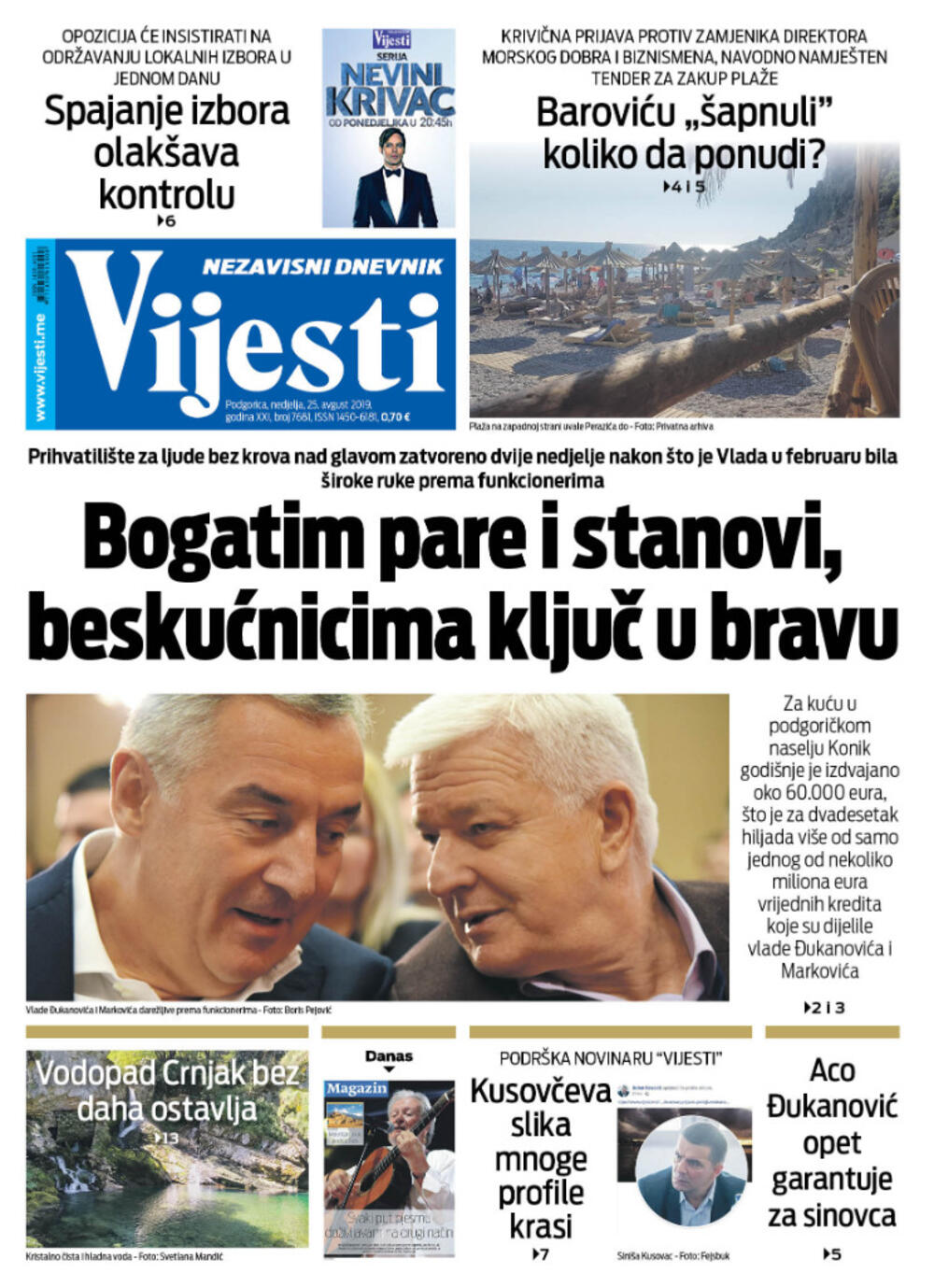 Štampano izdanje "Vijesti" za 25. avgust