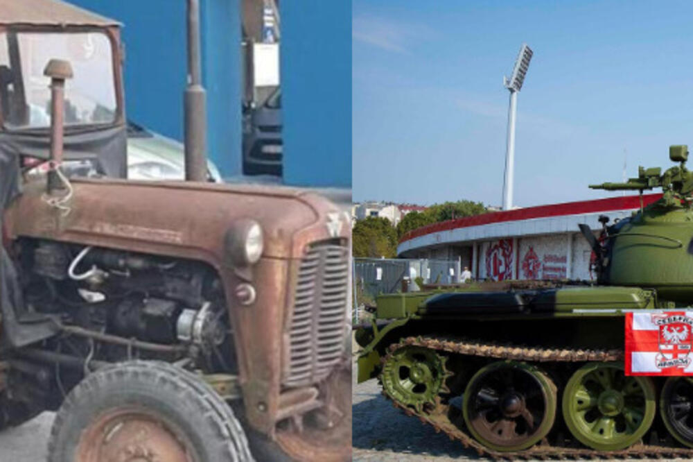 Traktor ispred "Maksimira" i tenk ispred stadiona "Rajko Mitić", Foto: Printscreen