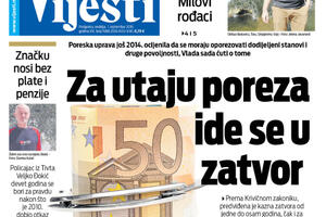 Naslovna strana "Vijesti" za 01. septembar