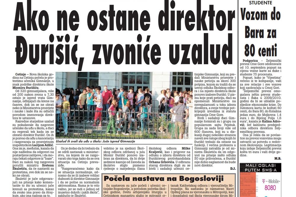 Strana "Vijesti" od 2. septembra 2019.