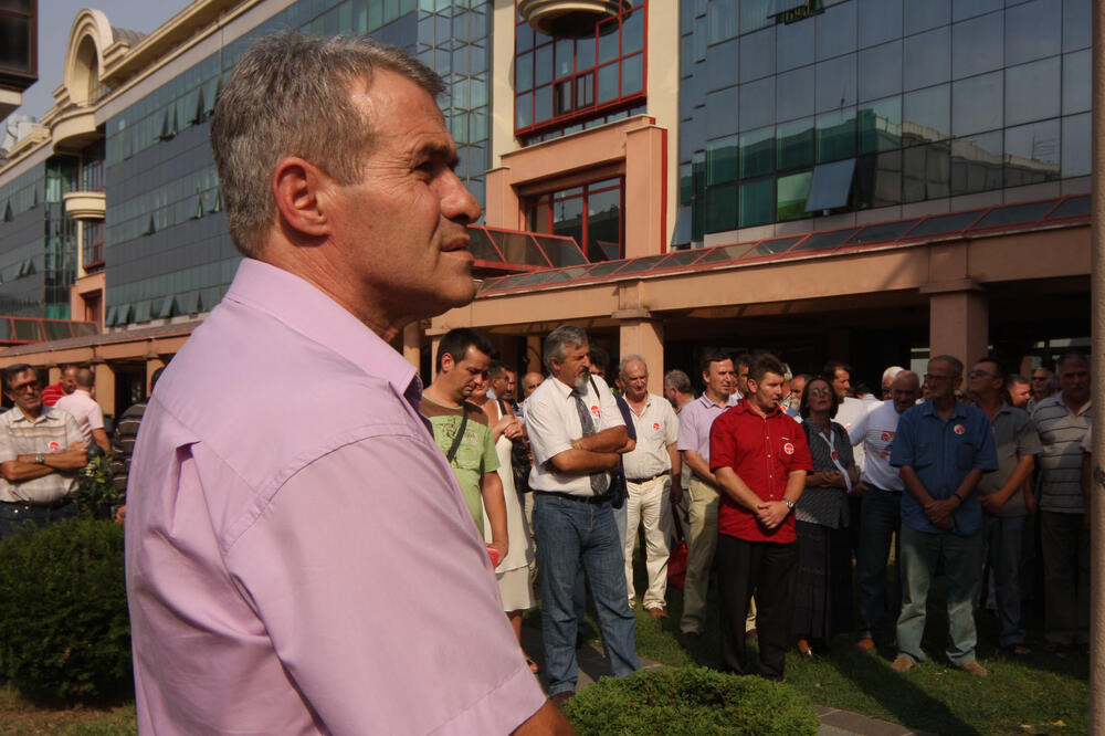 Pavićević na protestu prosvjetnih radnika 2008., Foto: Nenad Mandić/Arhiva Vijesti