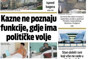 Naslovna strana "Vijesti" za 13. septembar