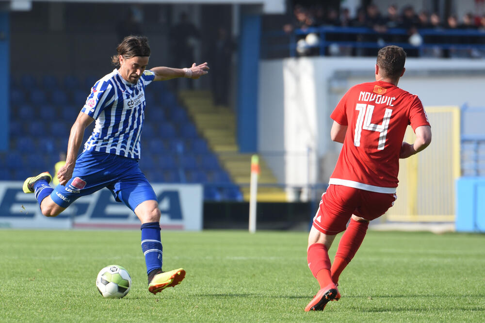 Draško Božović i Ivan Novović ne meču Budućnost - OFK Titograd prošle sezone, Foto: Savo Prelević