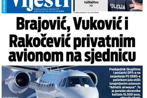 Naslovna strana "Vijesti" za subotu 21. septembar
