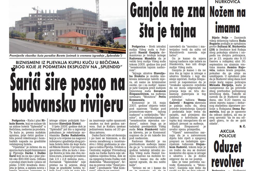 Stranica "Vijesti" od 22. septembra 2009.