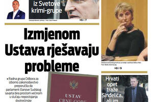 Naslovna strana "Vijesti" za 26. septembar