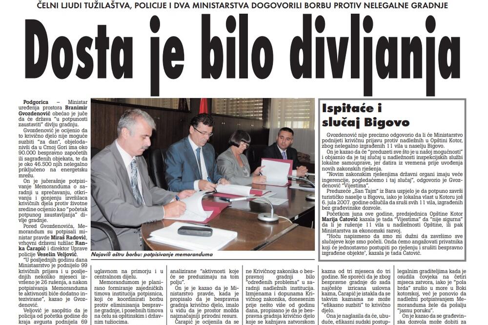 Strana "Vijesti" od 26. septembra 2009.