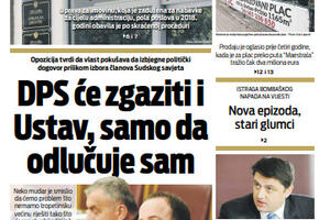 Naslovna strana "Vijesti" za 27. septembar