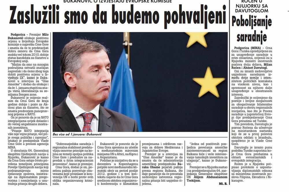 Strana "Vijesti" od 27. septembra 2009.