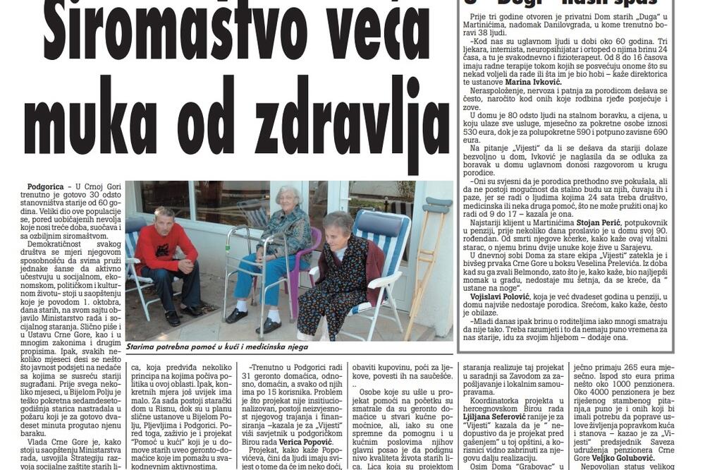 Stranica "Vijesti" od 4. oktobra 2009., Foto: Arhiva Vijesti