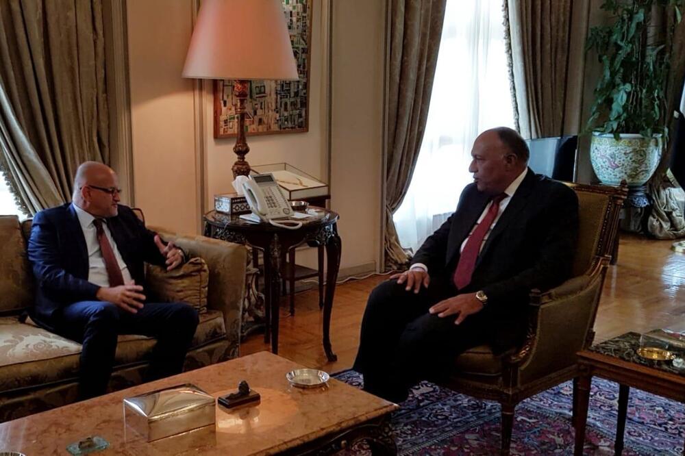 Srđan Darmanović u razgovoru sa Samehom Hassanom Shoukryjem, Foto: Ministarstvo vanjskih poslova