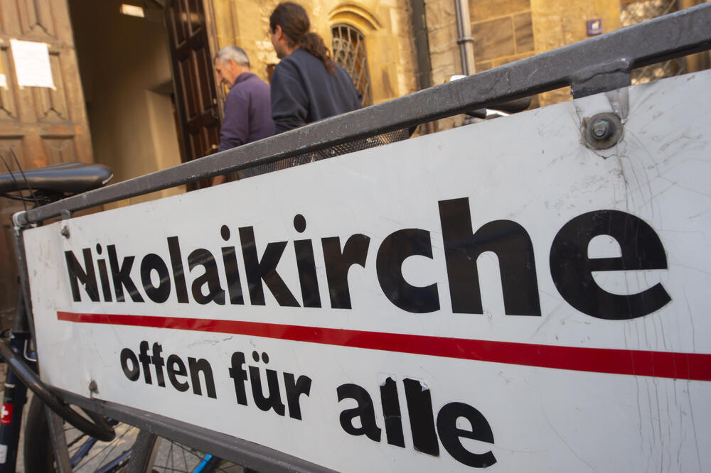 Sa obilježavanja 30 godina od mirne revolucije u Lajpcigu: Slogan Crkve svetog Nikole "Otvorena za sve", Foto: BETA/AP