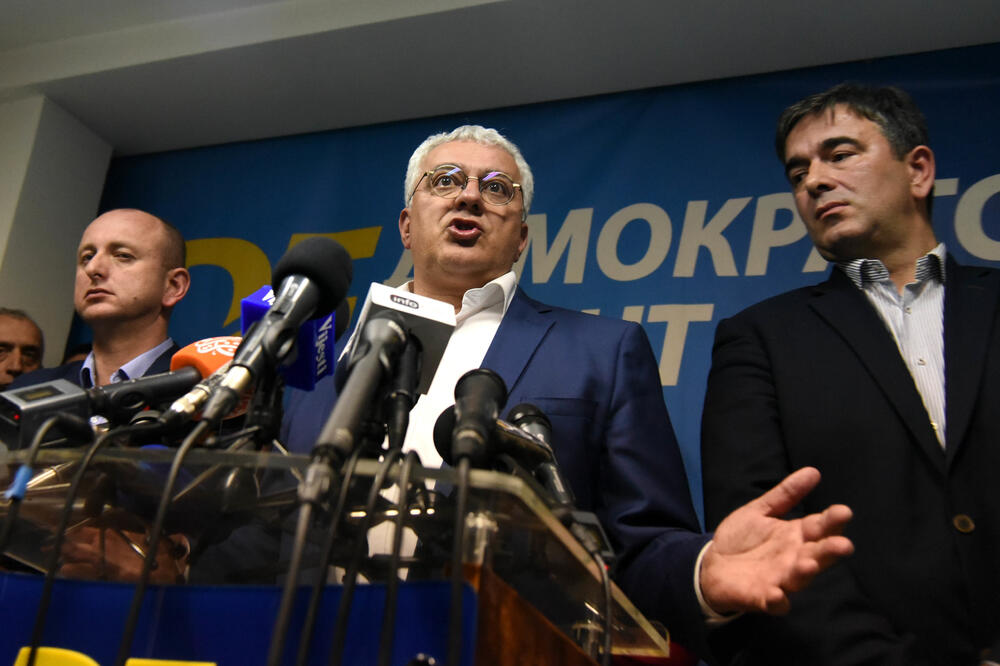 Lideri DF Milan Knežević, Andrija Mandić, Nebojša Medojević, Foto: Boris Pejović, Boris Pejović